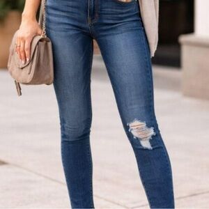 PAIGE Women's Blue and Navy Skinny Jeans